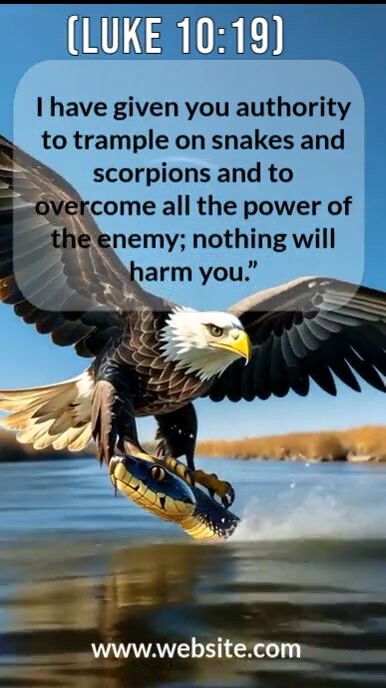 Modern & Minimal "eagle Vs Snake – Luke 10:19 Victory & Inspirational Wildlife Video Background" Dig Digitalt display (9:16) template
