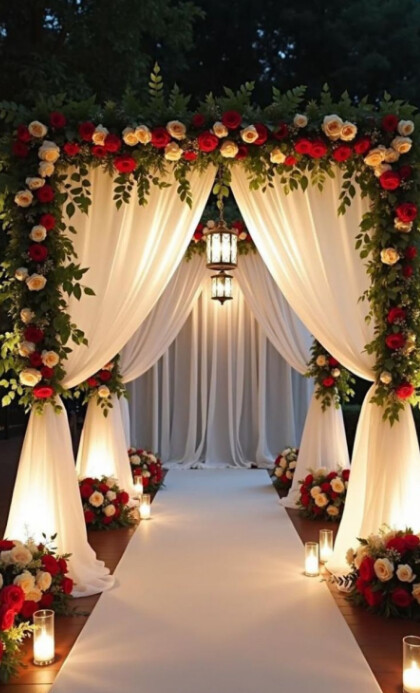 Modern & Minimal "elegant Wedding Arch – White Floral Ceremony Background" Us Legal template