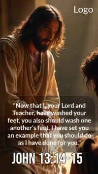 Modern & Minimal "jesus Washing Feet – Powerful Reminder Of Humility And Love" Digital Display (9:16 template