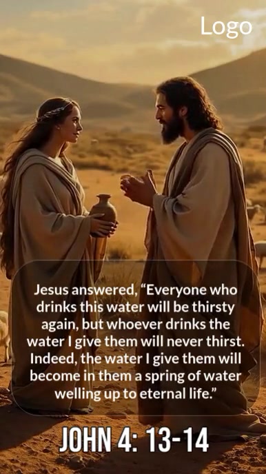 Modern & Minimal "living Water – The Encounter At The Well" Samaritan Woman  Digital Display (9:16) template