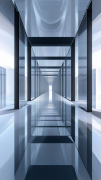 Modern & Minimal "modern Glass Corridor Background" Digital Display (9:16) template