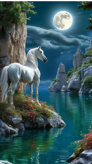 Modern & Minimal "moonlight Fantasy Background" Digital Display (9:16) template