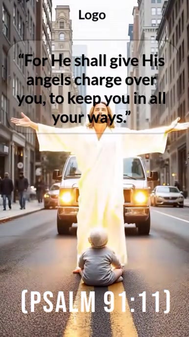 Modern & Minimal "psalm 91 Video Background – Jesus Saves & Divine Protection" Digital Display (9:16 template