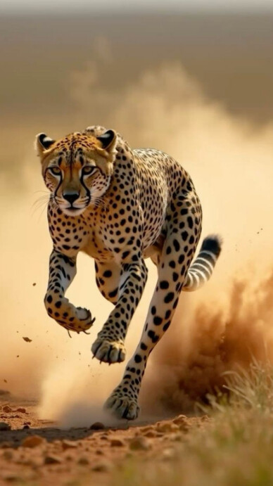 Modern & Minimal "running Cheetah In The Wild" Digital Display (9:16) template