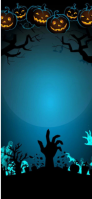 Modern & Minimal “creepy Halloween Night Background With Pumpkins And Zombies” Snapchat Geofilter template