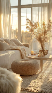 Modern & Minimal “serene Cozy Living Room Background | Minimalist Boho Interior” Digital Display (9: template