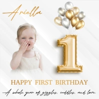 Modern & Minimal 1st Birthday Card Instagram Post template