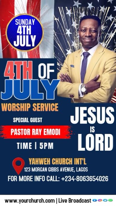 Modern & Minimal 4th Of July Church Service Instagram Story Indaba yaku-Instagram template