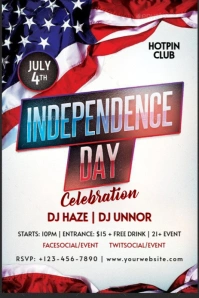 Modern & Minimal 4th Of July Party Invitation  Pinterest Graphic Pinterest-afbeelding template