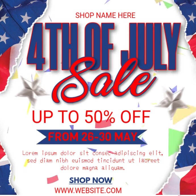 Copy of Modern & Minimal 4th Of July Sale Square (1:1) | PosterMyWall
