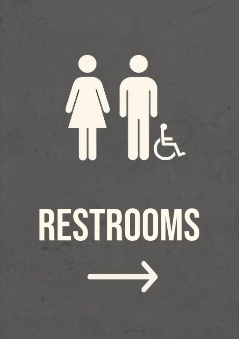 Modern & Minimal Accessible Restrooms Direction Sign A5 template