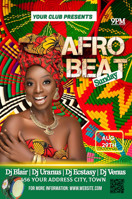 Copy of Modern & Minimal Afro Beats Flyer Template Po | PosterMyWall