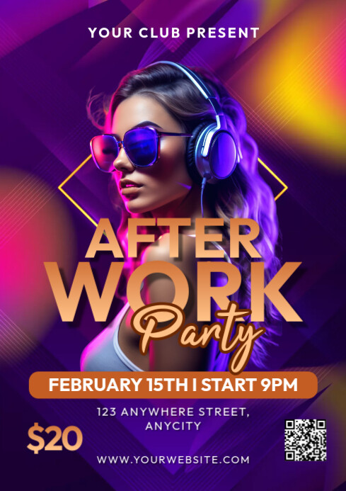 Modern & Minimal After Work Party A4 Template | PosterMyWall