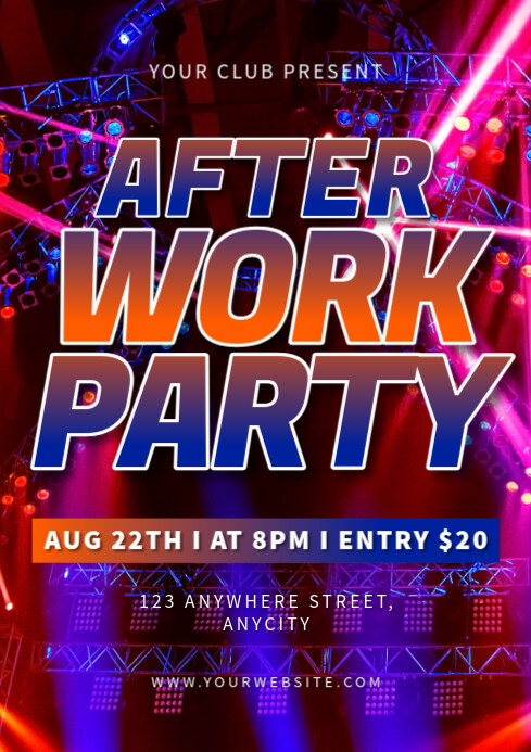 Modern & Minimal After Work Party A4 template