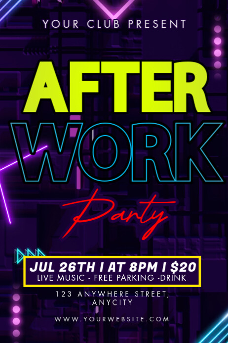 Modern & Minimal After Work Party Poster Cartaz template