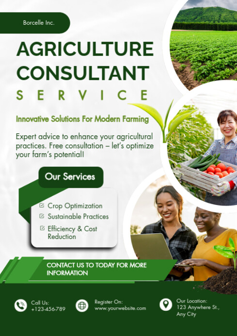 Modern & Minimal Agriculture Consultant Service Company Ad  A4 template