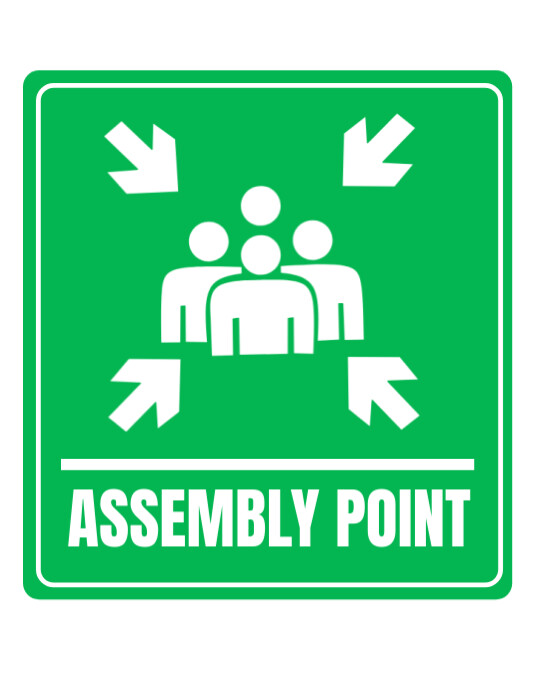 Copy of Modern & Minimal Assembly Point Sign Evacuation Pamflet (letter ...