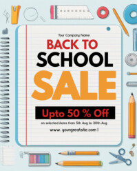 Modern & Minimal Back To School Sale Instagram Portrait template