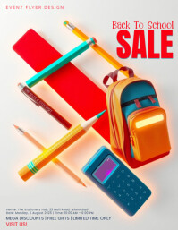 Modern & Minimal Back To School Sale Promotional Brand Event Flyer Template For Stores And Malls Volantino (US Letter)