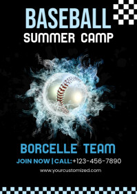 Modern & Minimal Baseball Academy Summer Camp Invitation A4 template