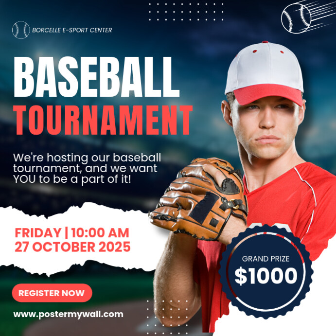 Plantilla de Modern & Minimal Baseball Tournament Pos Instagram ...