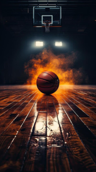 Modern & Minimal Basketball On Fire Background – Powerful Sports Motivation Championship Design Digi Digitalt display (9:16) template