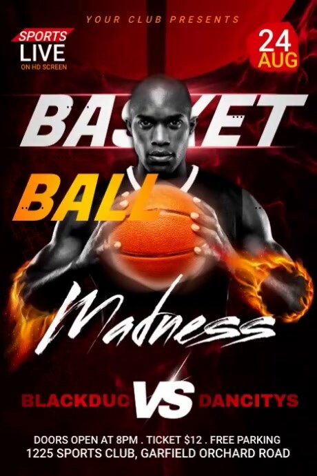 Modern & Minimal Basketball Tournament  Poster Iphosta template