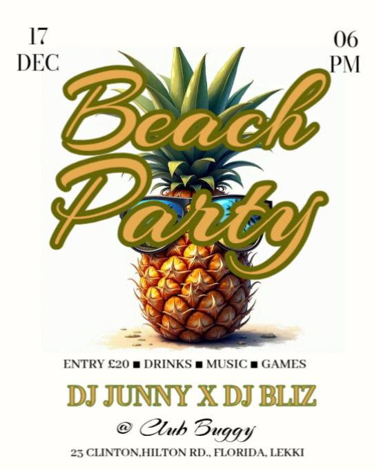 Modern & Minimal Beach Party  Instagram Portrait template