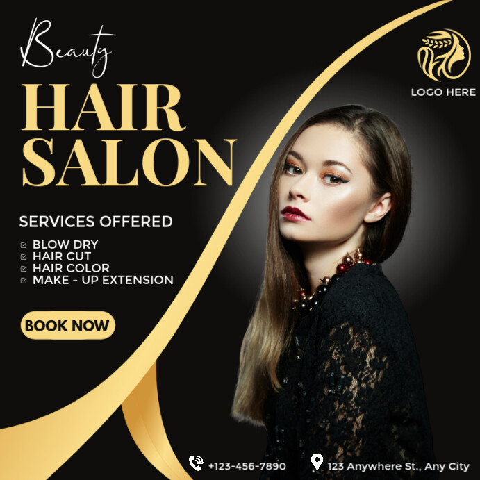 Modern & Minimal Beauty Hair Salon Instagram Post template