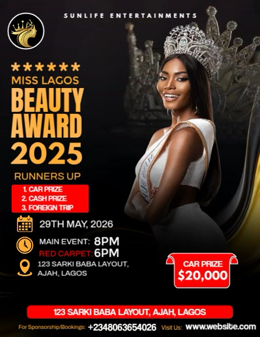 Black Beauty Pageant Flyers Template | PosterMyWall