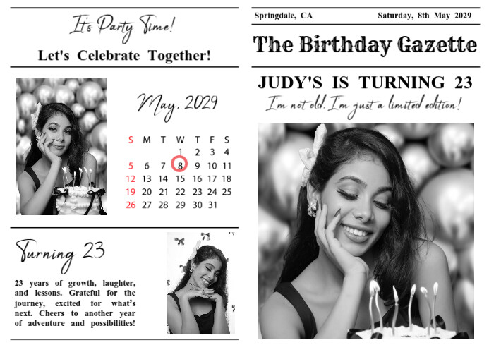 Modern & Minimal Birthday Newspaper Template A2