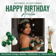 Modern & Minimal Birthday Party Flyer Template Instagram Post