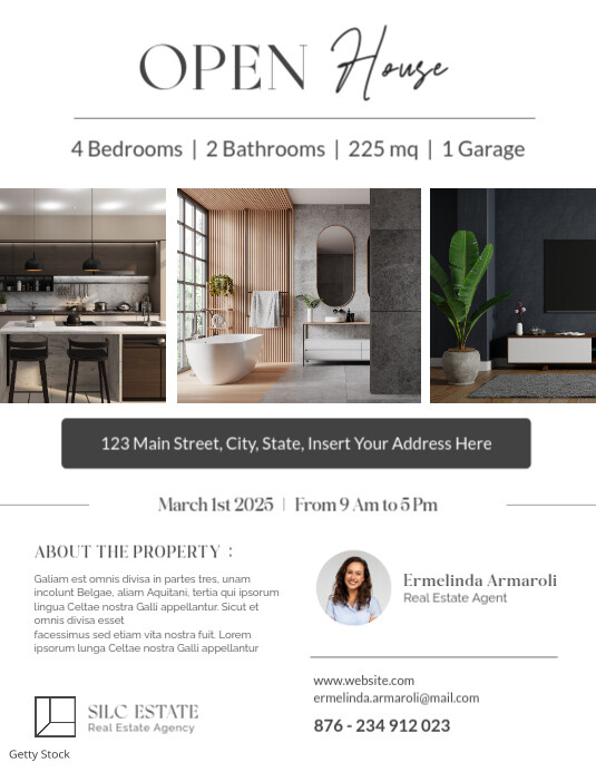 Modern & Minimal Black And White Flyer Real Estate Flyer Advertising 2025 2026 2027 2028 2029 2030 Folheto (US Letter) template
