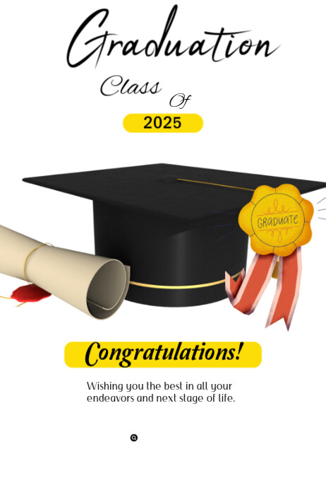 Modern & Minimal Black And Yellow 3d Graduation Card Banner 4' × 6 ...