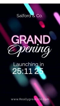 Modern & Minimal Black Background Grand Opening Video Template  Digital Display (9:16)