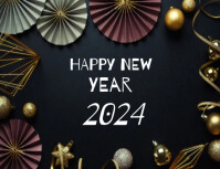 Modern & Minimal Black Background Happy New Year  Flyer (us Letter) template