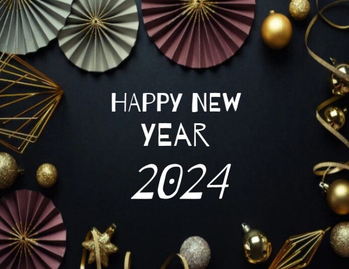 Modern & Minimal Black Background Happy New Year  Flyer (us Letter) template