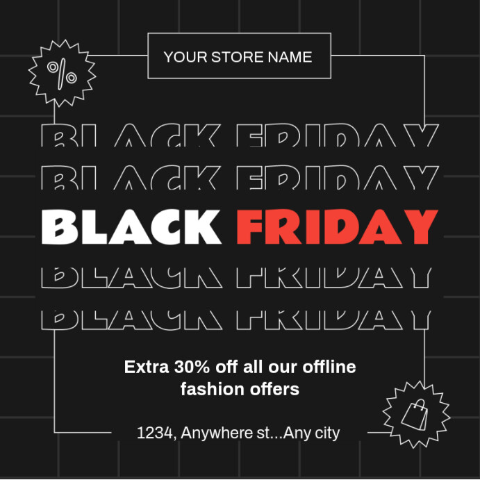 Modern & Minimal Black Friday Sale Instagram Post template