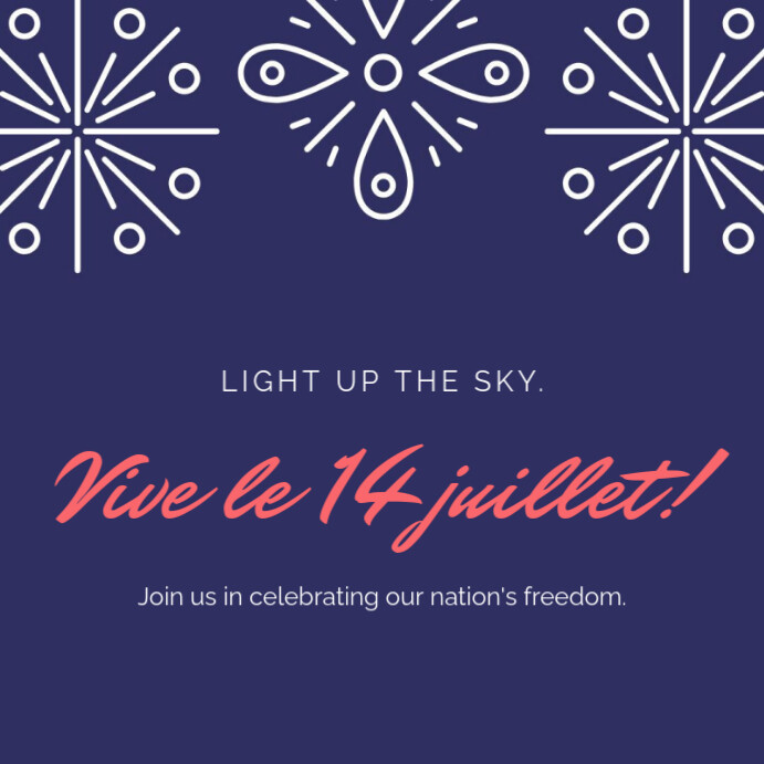 Modern & Minimal Blue And Red Fireworks Greeting Bastille Day Instagram Post Instagram Post template