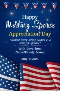 Modern & Minimal Blue Editable Military Spouse Appreciation Day Flyer | Patriotic Tribute Template" Poster