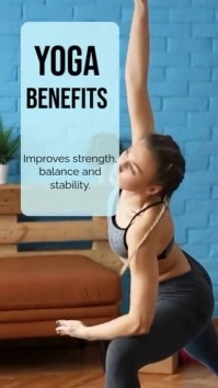 Modern & Minimal Blue Informative Yoga Mobile Video Digital Display (9:16) template