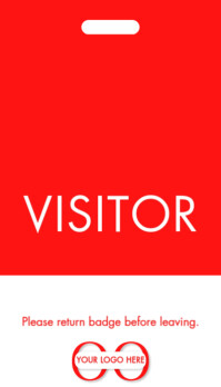 สีแดง Modern & Minimal Bold Red Visitor Badge Template | Customizable & Printable Design (3.5x2in) Busines Business Card