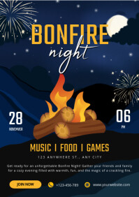Modern & Minimal Bonfire Night Ad Flyer Template A4