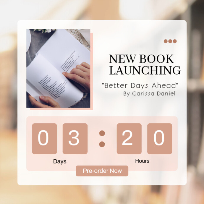 Modern & Minimal Book Launch Countdown Timer Instagram Post template