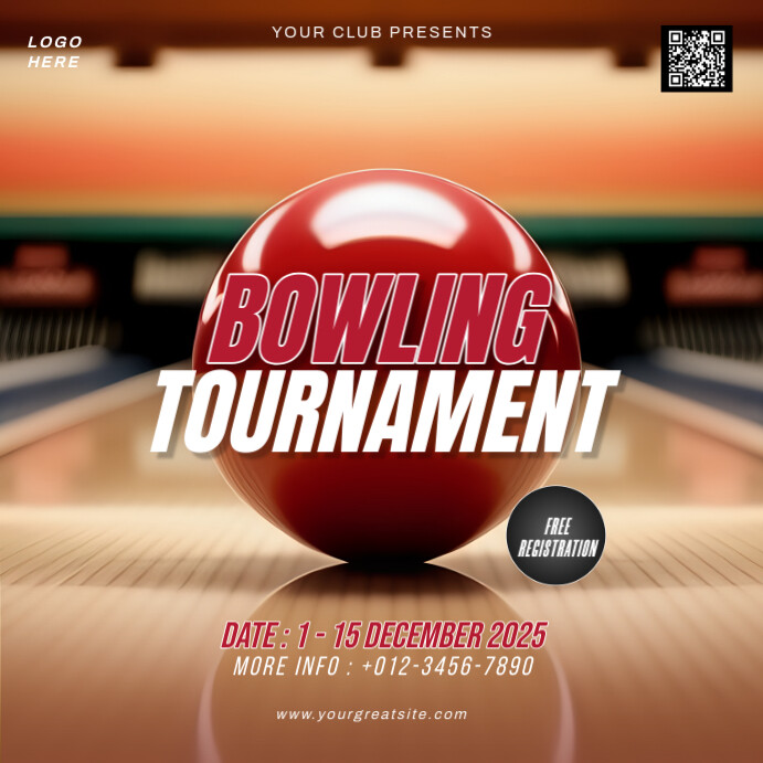 Modern & Minimal Bowling Tournament Instagram Post template