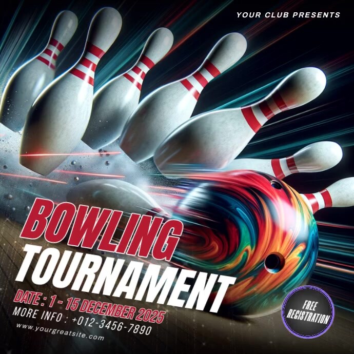 Copy of Modern & Minimal Bowling Tournament Square (1 | PosterMyWall