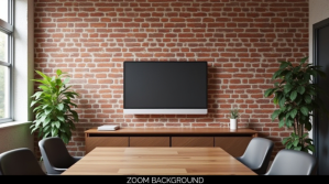 Modern & Minimal Brick Office Zoom Background Presentatie (16:9) template