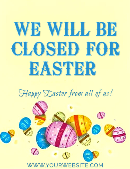 Easter Closure Message Modern & Minimal Bright Easter Closure Notice Flyer (us Letter ...