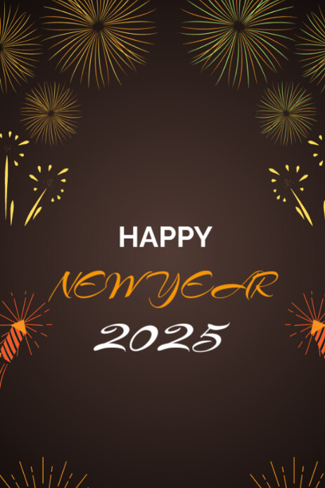 Modern & Minimal Brown Modern Happy New Year Flyer Poster Template ...