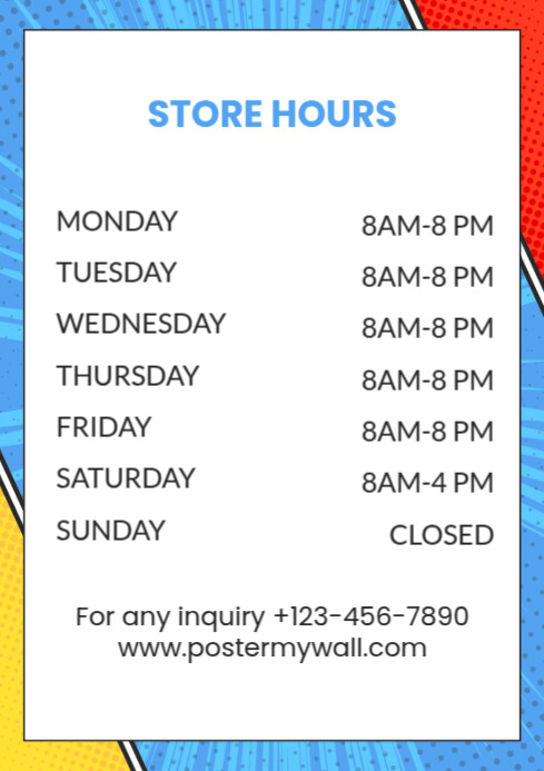 Modern & Minimal Business Hours A4 template